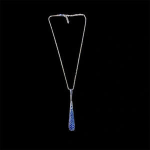 Avon silvertone pendant necklace 22” length blue/white crystals on pendant